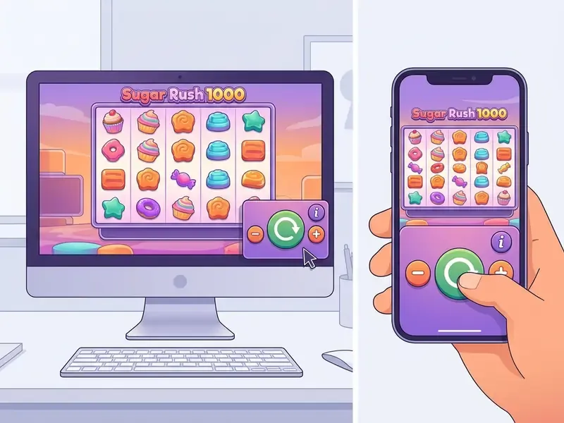 Sugar Rush 1000 mobil casino interface