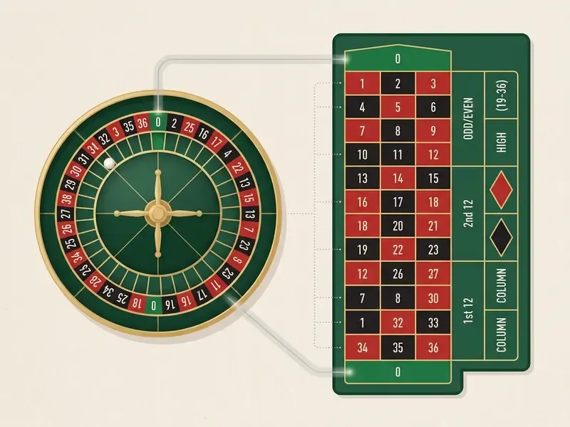 roulette online hjul og bord layout