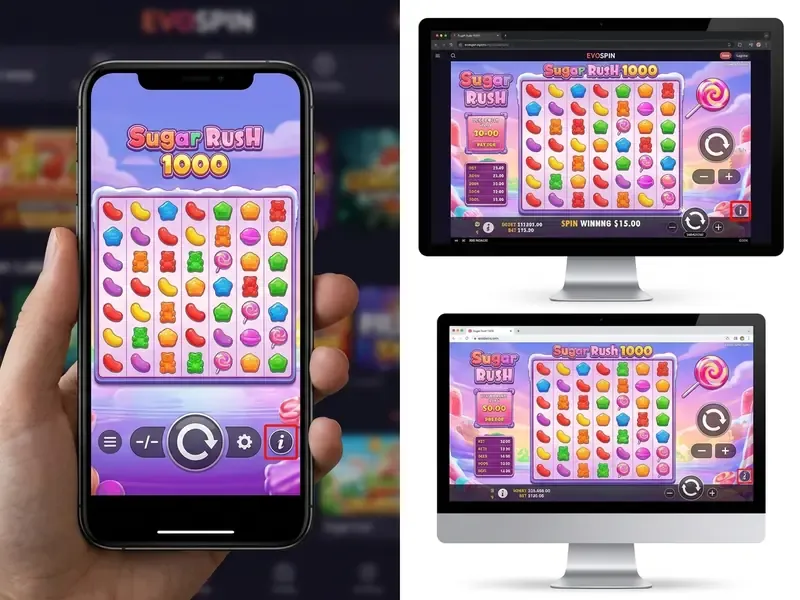Sugar Rush 1000 mobil casino interface