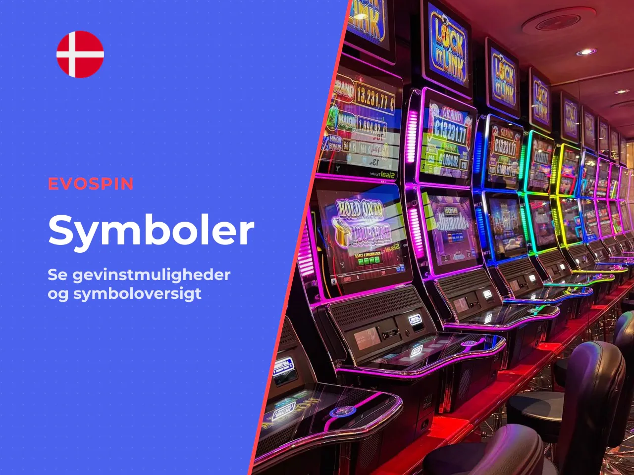 Symboler og udbetalingstabel. Symbolerne falder i