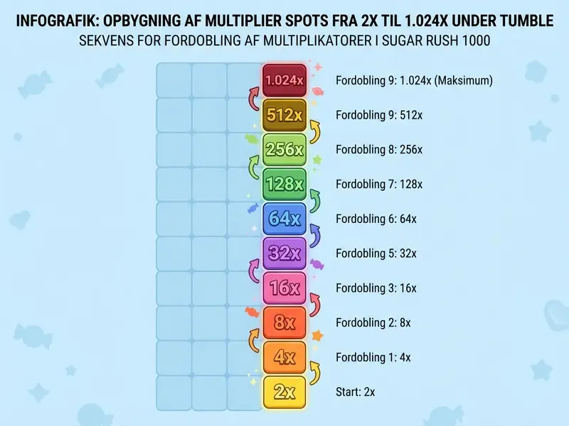 Sugar Rush 1000 multiplier spots opbygning fra 2x til 1024x