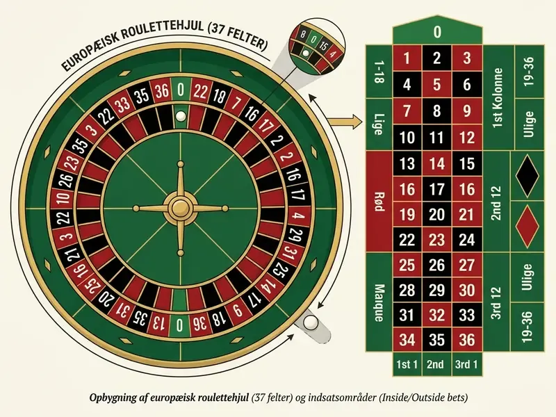 roulette online hjul og bord layout